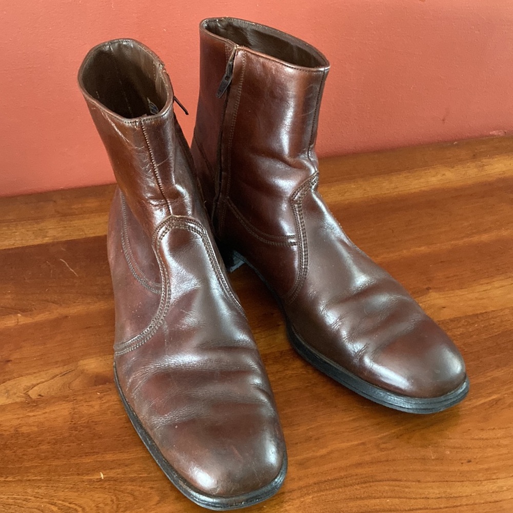 Vintage Florsheim Beatle boots Brown Side Zip Leather Size 11.5 - Picture 9 of 9